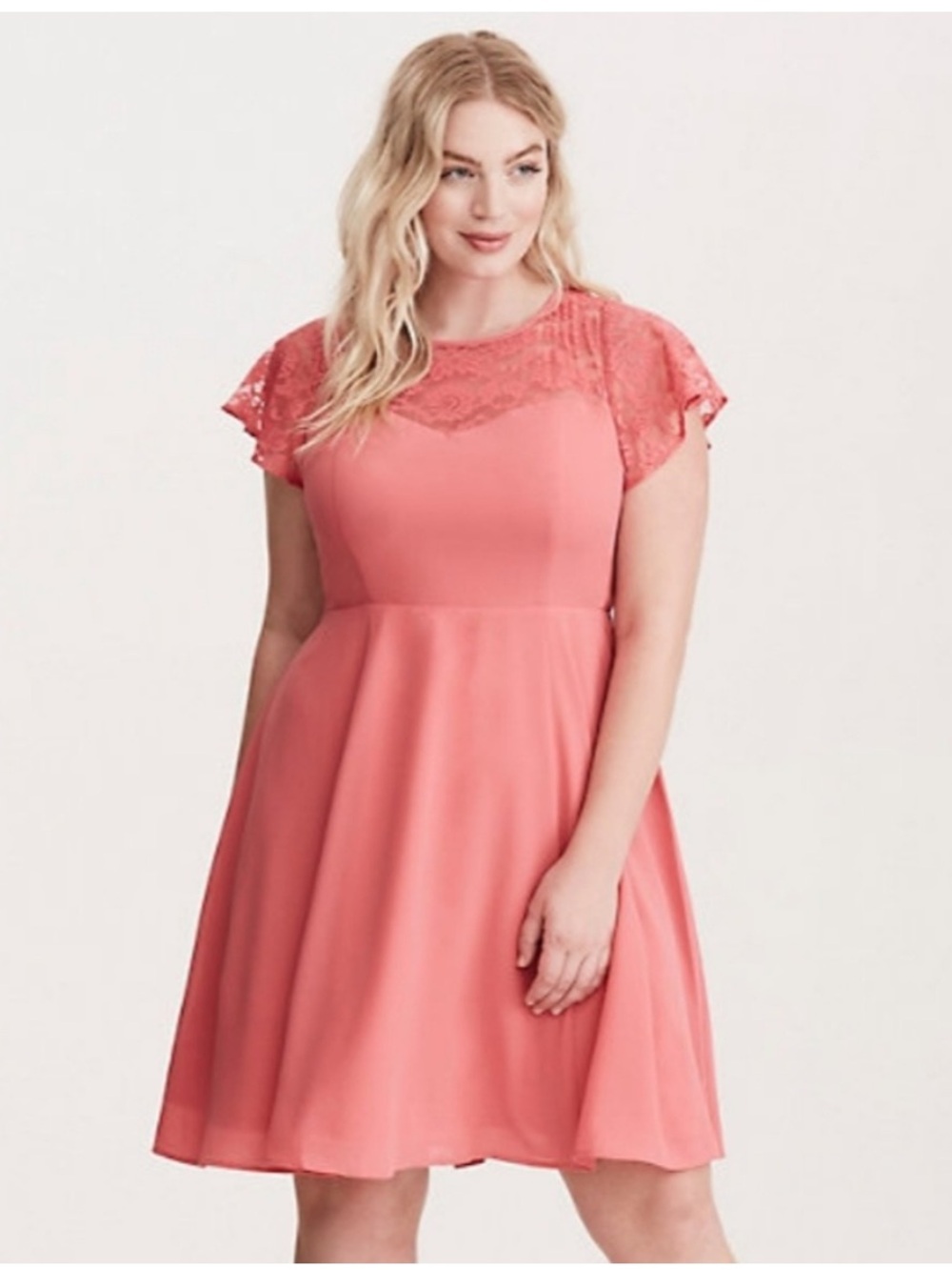 NWT Torrid Georgette and Lace Skater Pink  Dress Size 18